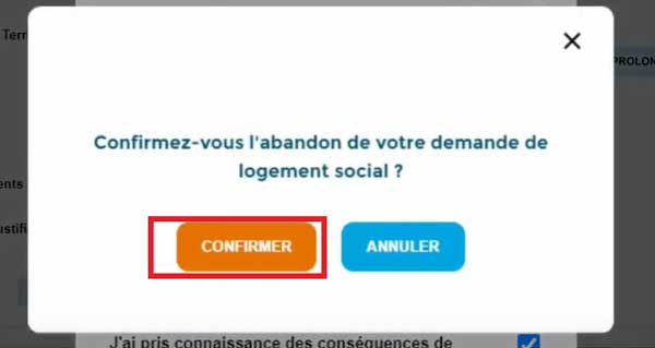 BOUTON CONFIRMER ABANDONNER TABLEAU DE BORD LOGEMENT SOCIAL