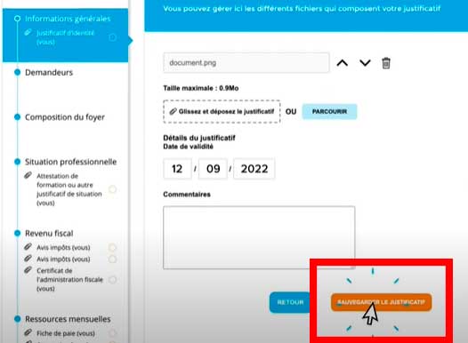 Sauvegarder le justificatif piece demande logement social