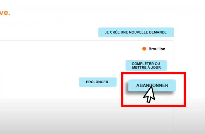 Sur le tableau de bord, vous pouvez également supprimer vos demandes de logement social en cliquant sur abandonner demande logement social